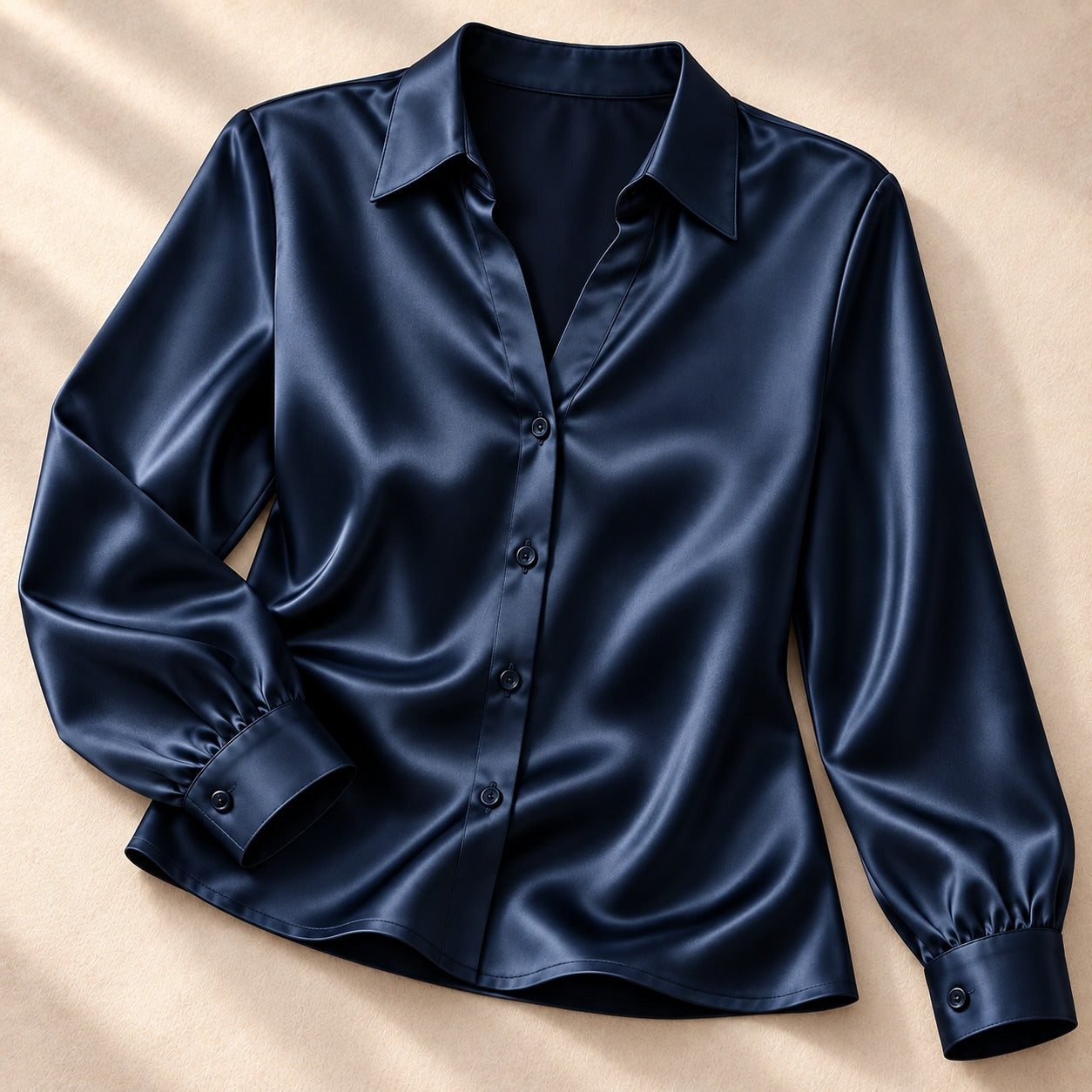 Elara Satin Button-Up Blouse