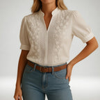 Aliénor | Embroidery blouse with V-neck