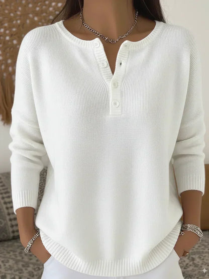 HELENA | HENLEY BUTTON-UP KNIT SWEATER
