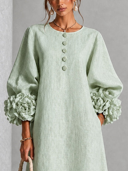 Clara | Floral-Cuff Midi Dress
