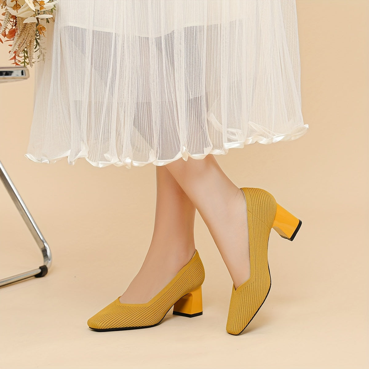 Mariella | Square Heeled Court Shoes