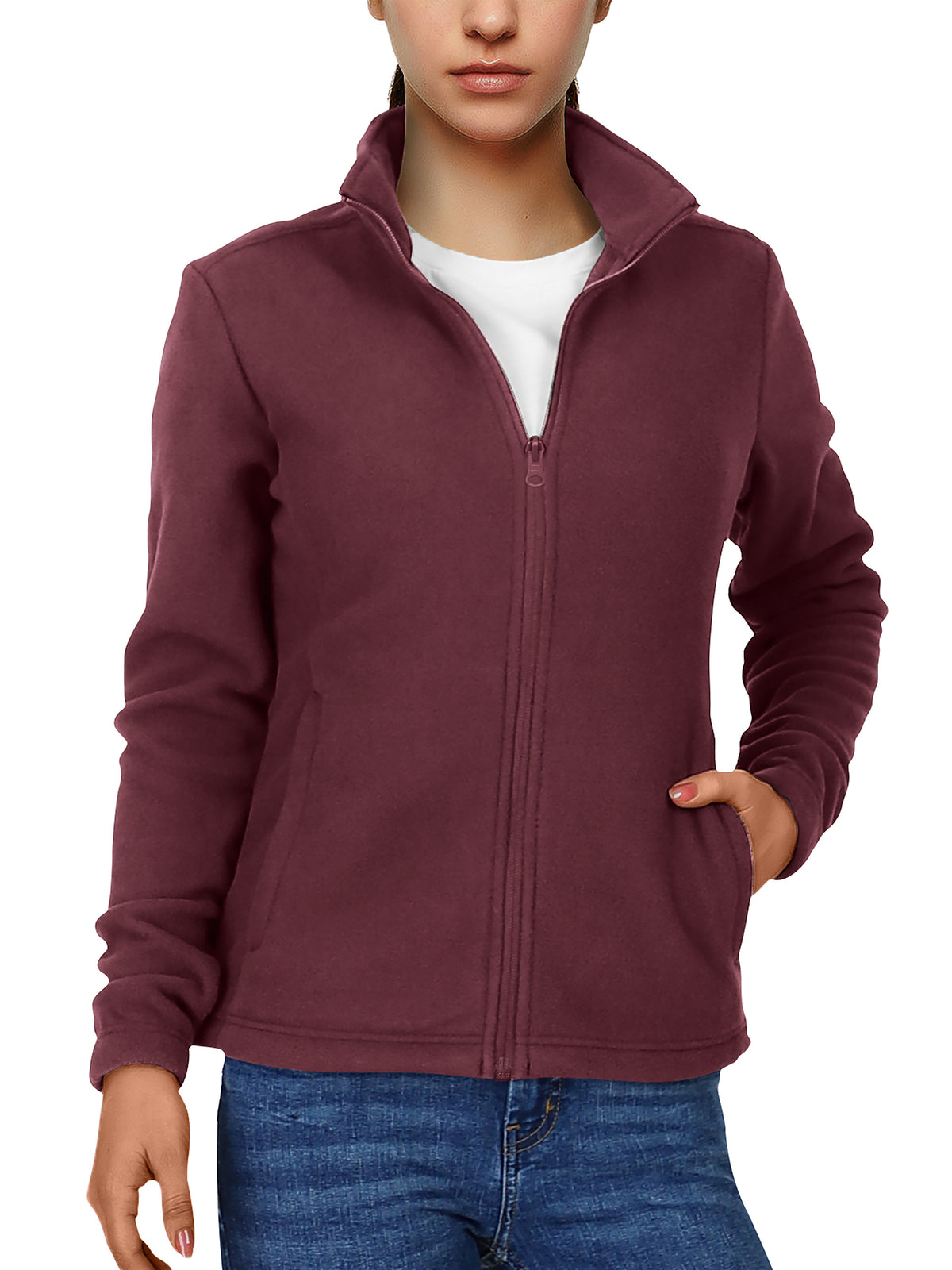 33, 0.0cm Dames Sport Fleece Jas, Volledige Ritssluiting Warme Zachte Polar Lange Mouw Fitness Lichtgewicht Jas met Zakken voor Winter Klassieke Pasvorm Jas