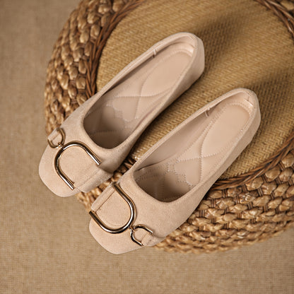 Iris™ | Square-Toe Buckle Ballet Flats