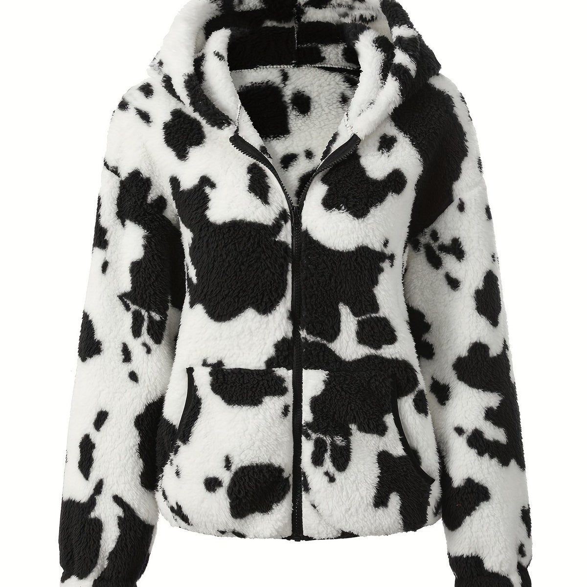 Mabel | Cow Print Teddy Jacket
