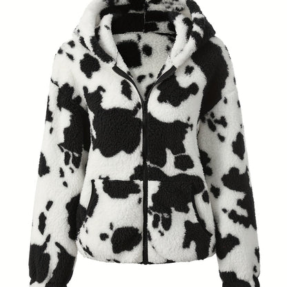 Mabel | Cow Print Teddy Jacket