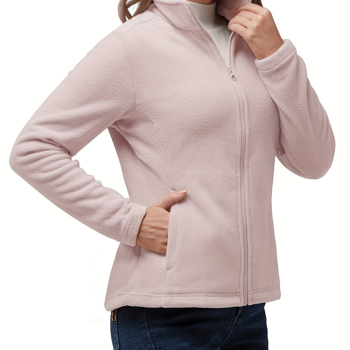 33, 0.0cm Dames Sport Fleece Jas, Volledige Ritssluiting Warme Zachte Polar Lange Mouw Fitness Lichtgewicht Jas met Zakken voor Winter Klassieke Pasvorm Jas