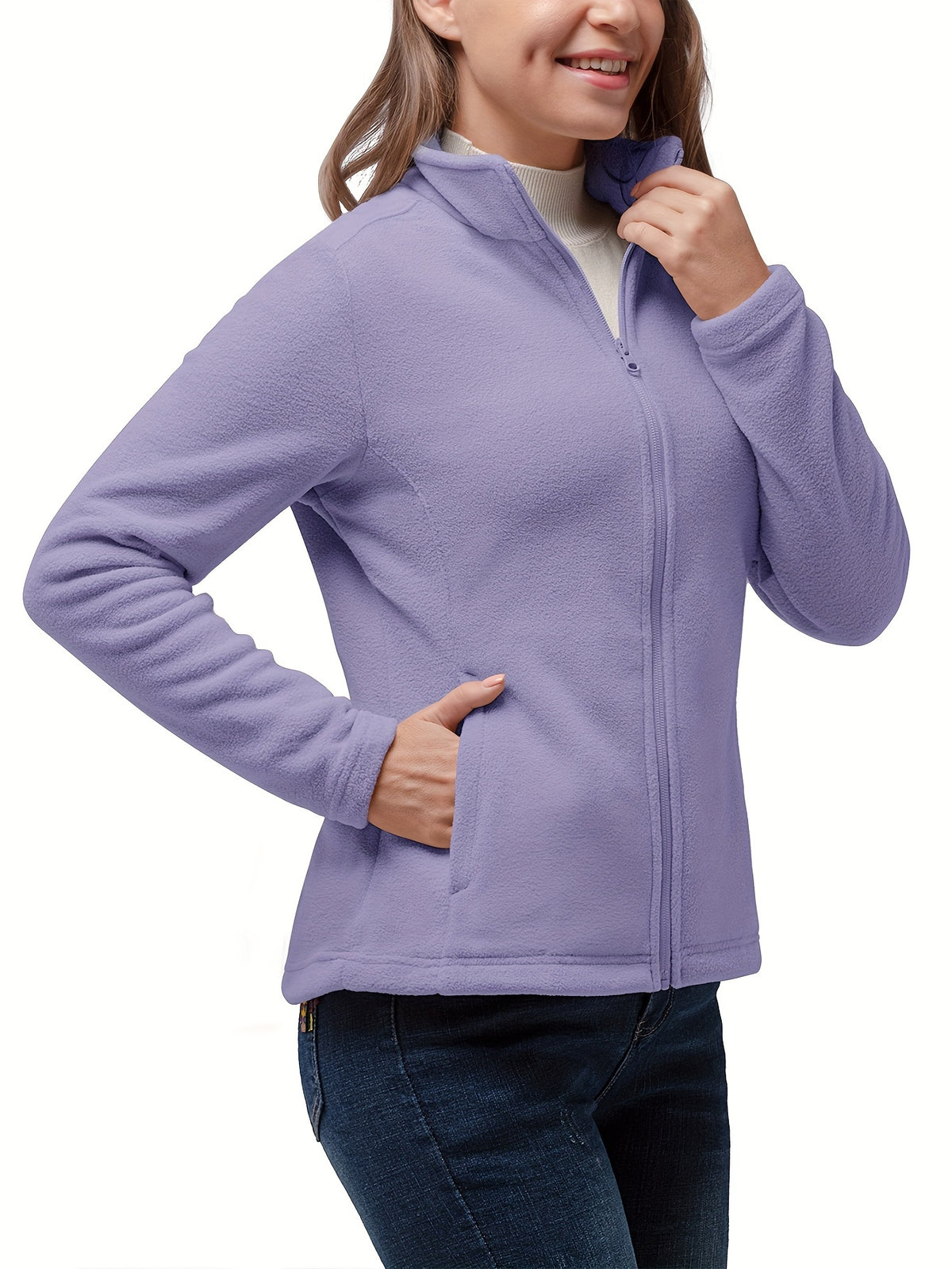 33, 0.0cm Dames Sport Fleece Jas, Volledige Ritssluiting Warme Zachte Polar Lange Mouw Fitness Lichtgewicht Jas met Zakken voor Winter Klassieke Pasvorm Jas