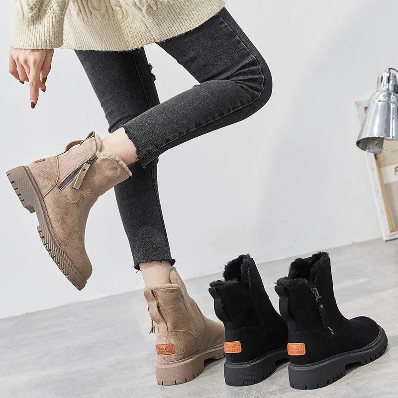 Boots For Women | Fur Lined Chunky Sole Side Zip