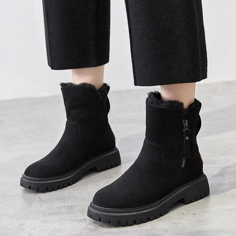 Boots For Women | Fur Lined Chunky Sole Side Zip