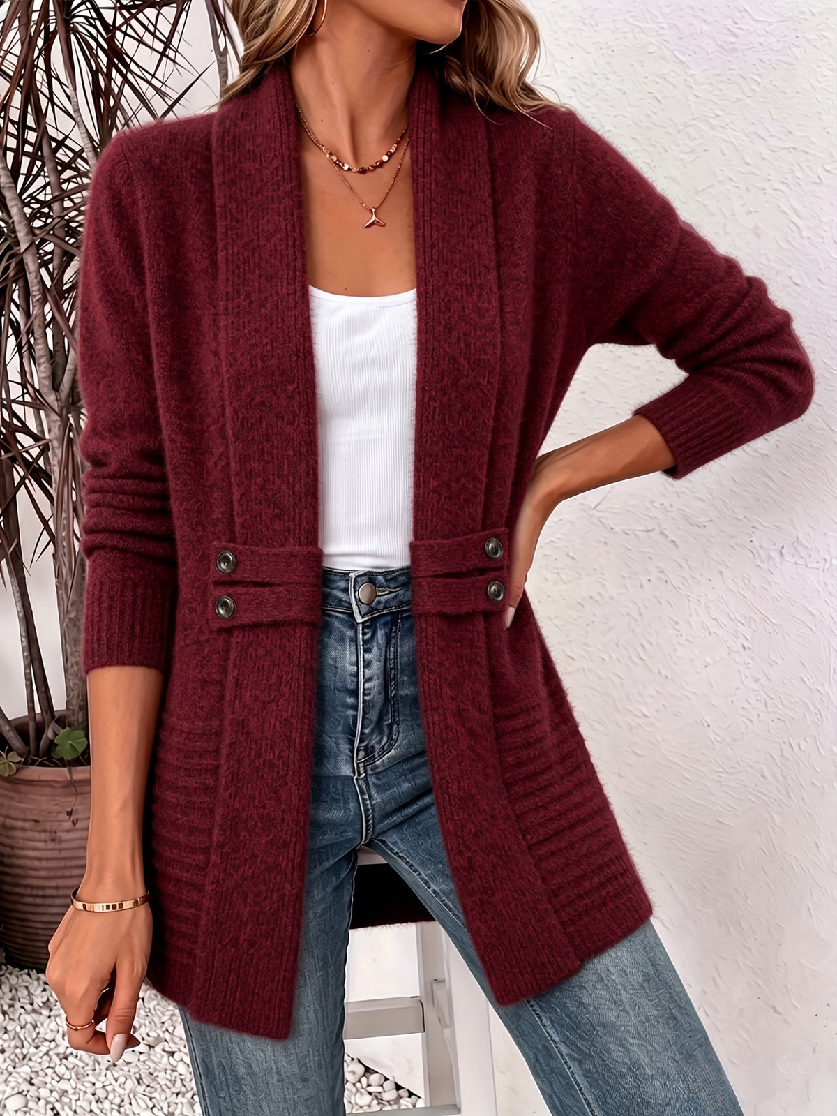 Xalviere | Elegant Women's Cardigan - Open Front & Tailored Waist