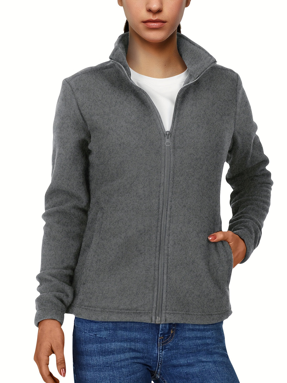 33, 0.0cm Dames Sport Fleece Jas, Volledige Ritssluiting Warme Zachte Polar Lange Mouw Fitness Lichtgewicht Jas met Zakken voor Winter Klassieke Pasvorm Jas