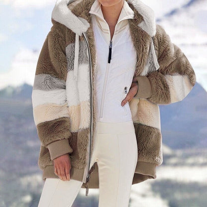 Christa – Oversized Hooded Jacket with Colour Block Design