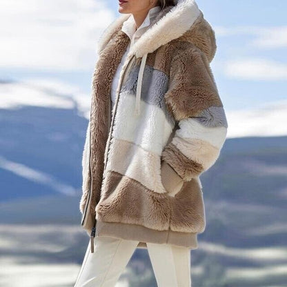 Christa – Oversized Hooded Jacket with Colour Block Design