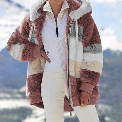 Christa – Oversized Hooded Jacket with Colour Block Design