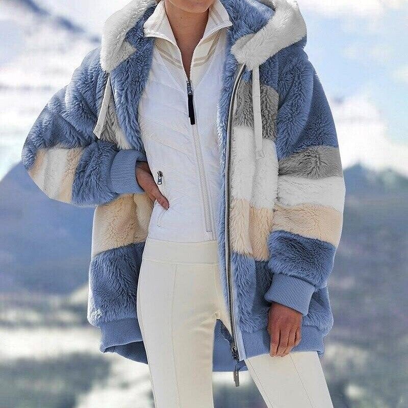 Christa – Oversized Hooded Jacket with Colour Block Design