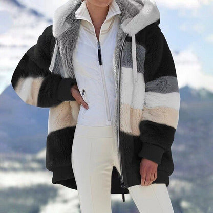 Christa – Oversized Hooded Jacket with Colour Block Design