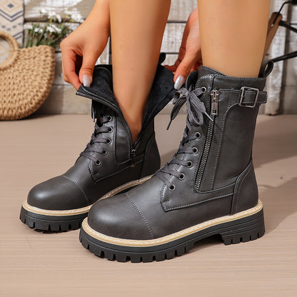 Henrietta™ | Lace-Up Side-Zip Combat Boots
