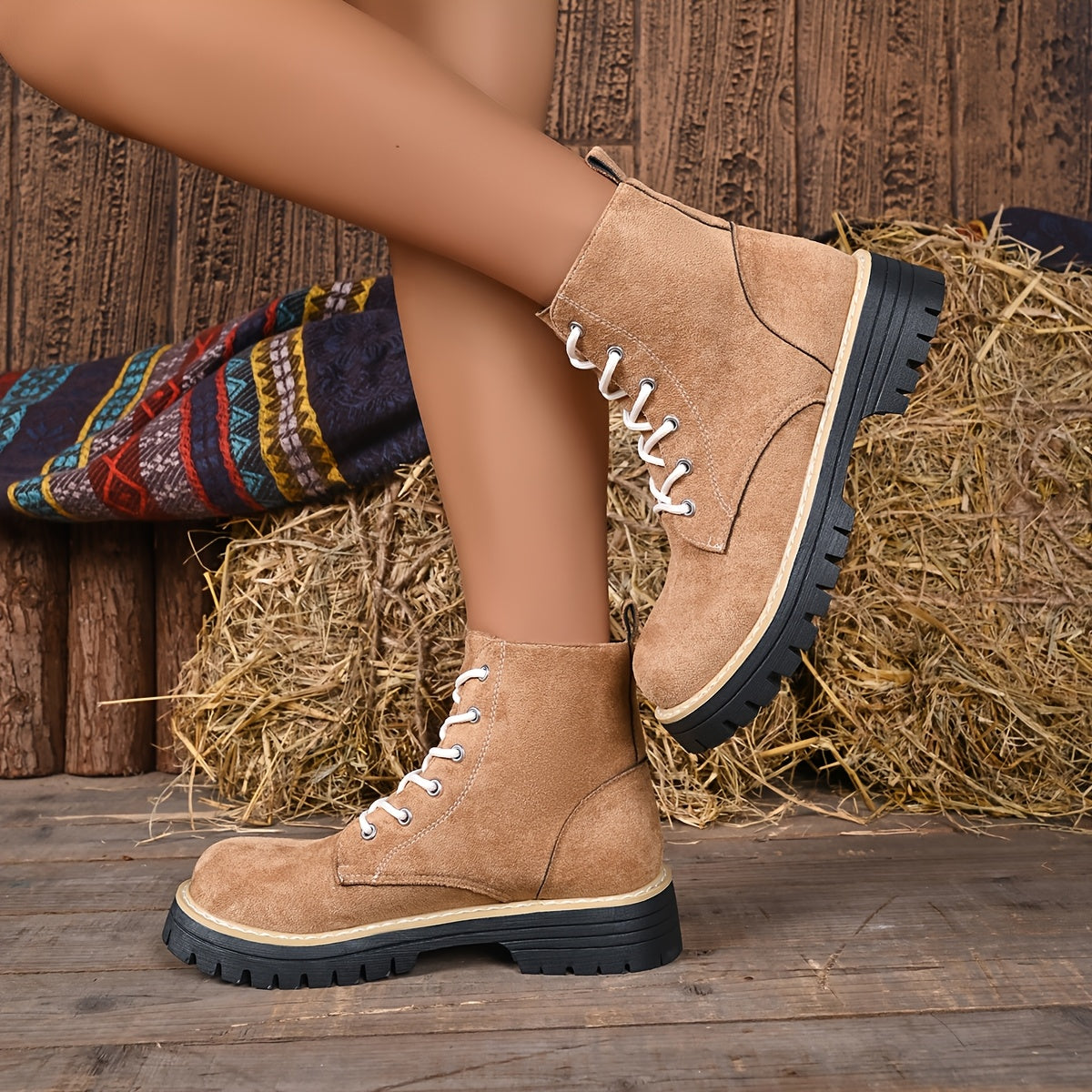 Juniper™ | Suede-Look Lace-Up Platform Boots