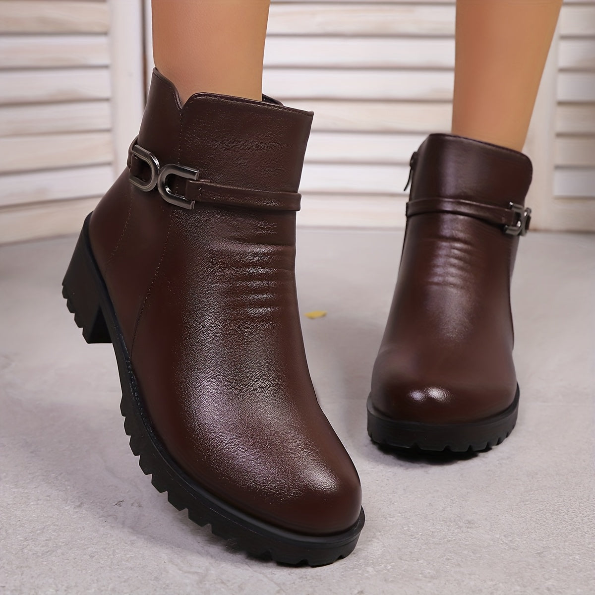 Elegante damesschoenen, stijlvolle dameschoenen, dames Knight winter outdoor kerstcadeau, verdikte korthoge laarzen met pluche voering, comfortabel, koudebestendig, antislip, slijtvast en warme korthoge laarzen 1