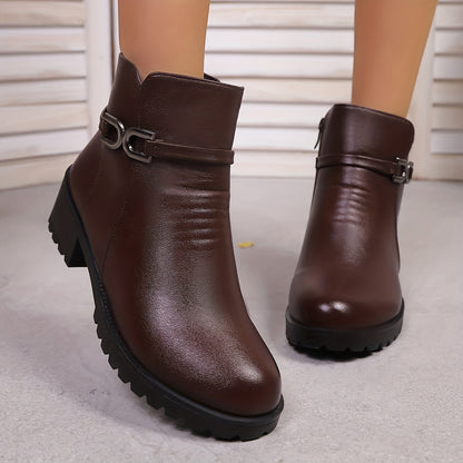 Elegante damesschoenen, stijlvolle dameschoenen, dames Knight winter outdoor kerstcadeau, verdikte korthoge laarzen met pluche voering, comfortabel, koudebestendig, antislip, slijtvast en warme korthoge laarzen 1