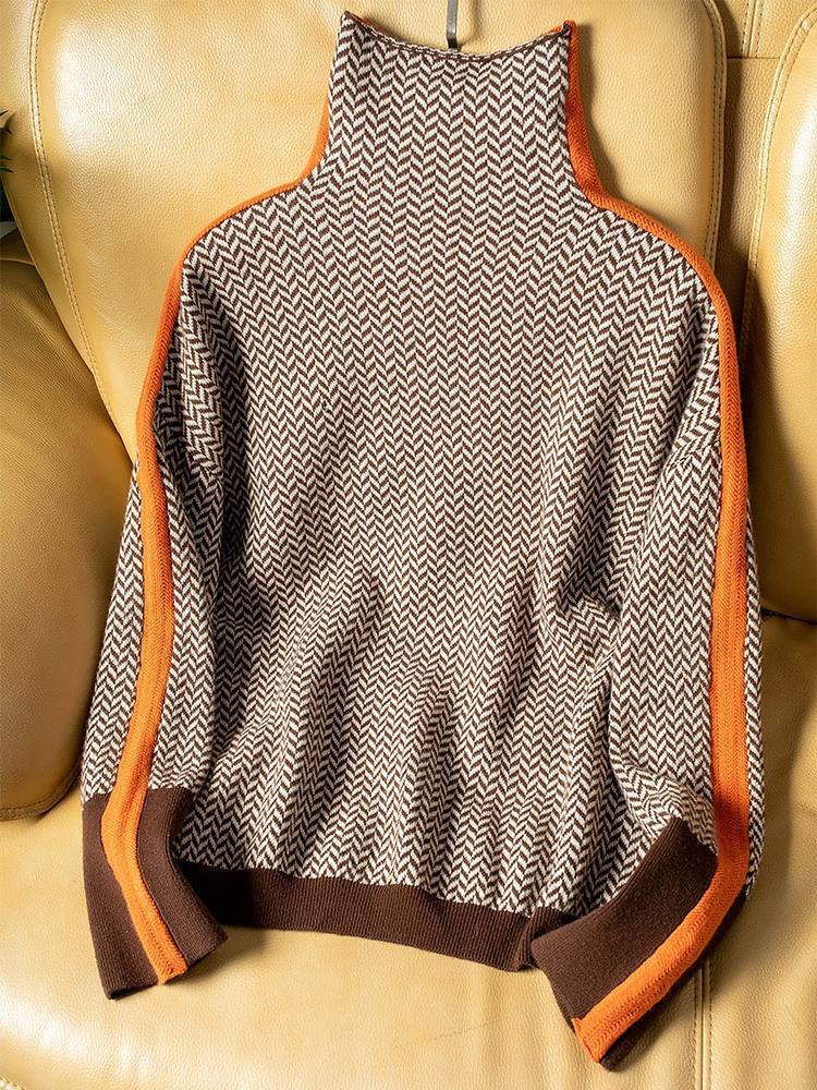 Klara | Chevron Roll Neck Jumper