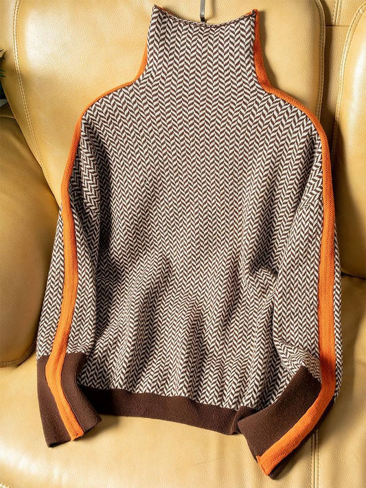 Klara | Chevron Roll Neck Jumper