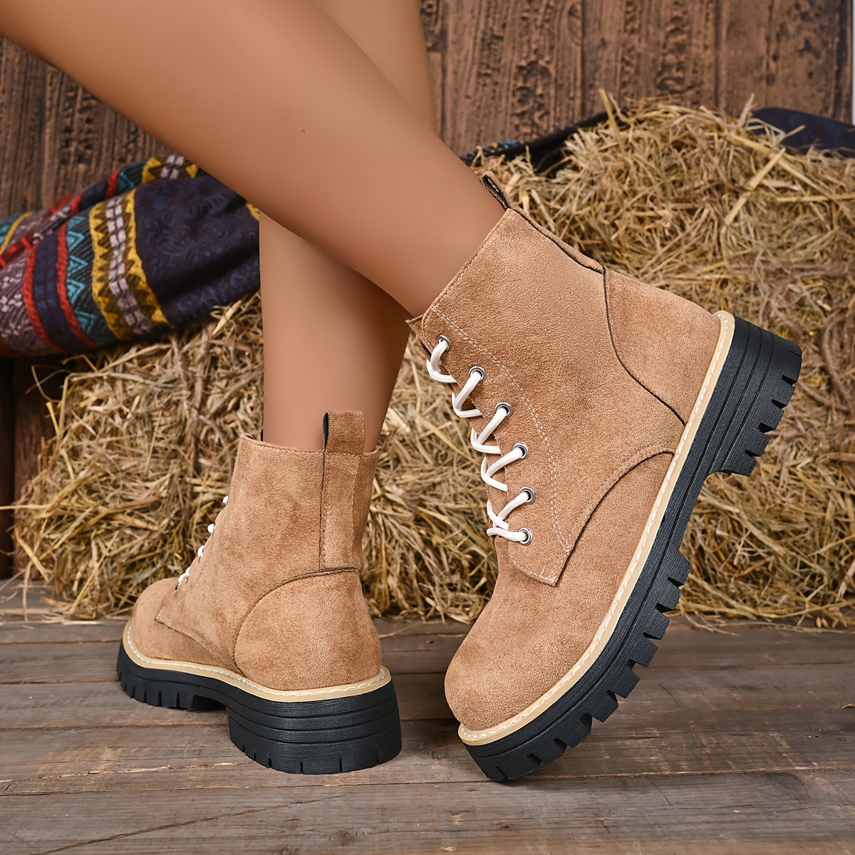 Juniper™ | Suede-Look Lace-Up Platform Boots