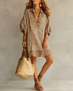 Sienna | Leopard Trim Shirt Dress