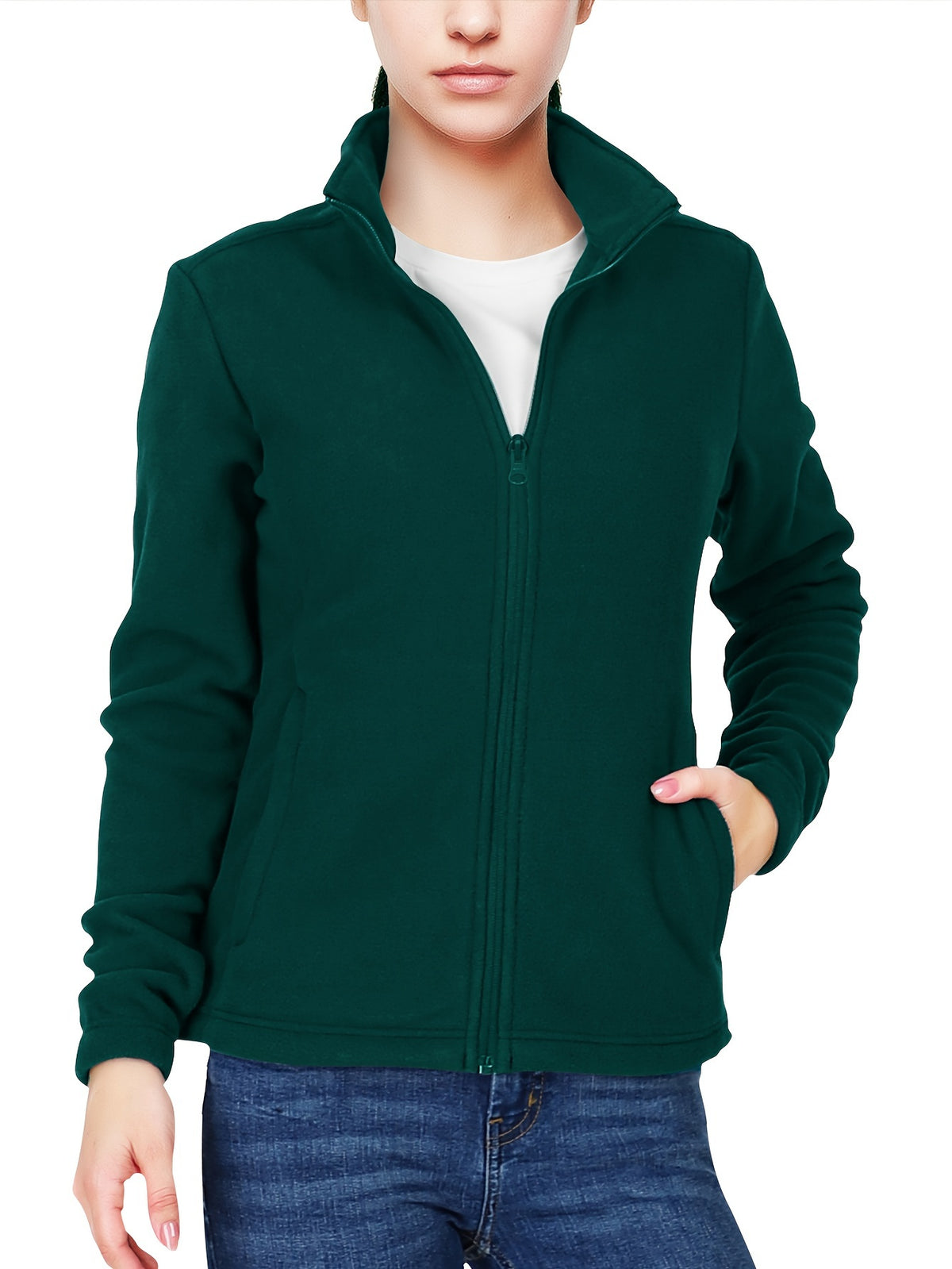 33, 0.0cm Dames Sport Fleece Jas, Volledige Ritssluiting Warme Zachte Polar Lange Mouw Fitness Lichtgewicht Jas met Zakken voor Winter Klassieke Pasvorm Jas