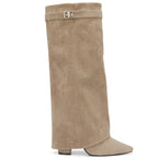 SARAH | Fold-Over Buckle Long Heeled Boots.