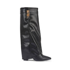 SARAH | Fold-Over Buckle Long Heeled Boots.