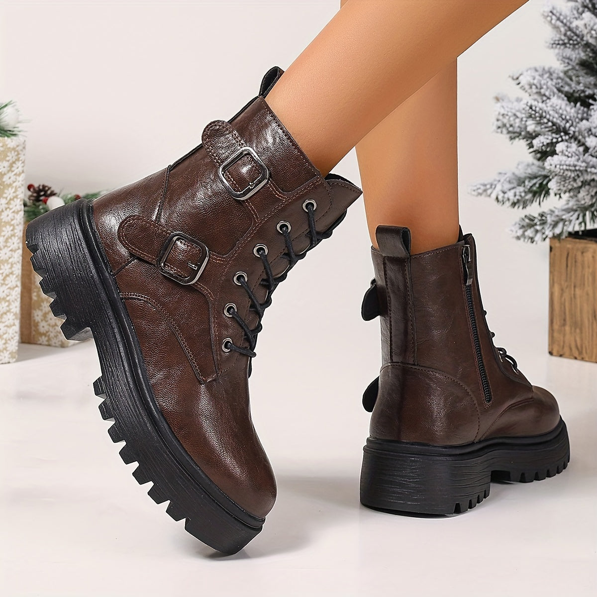 Winona™ | Buckle Lace-Up Ankle Boots