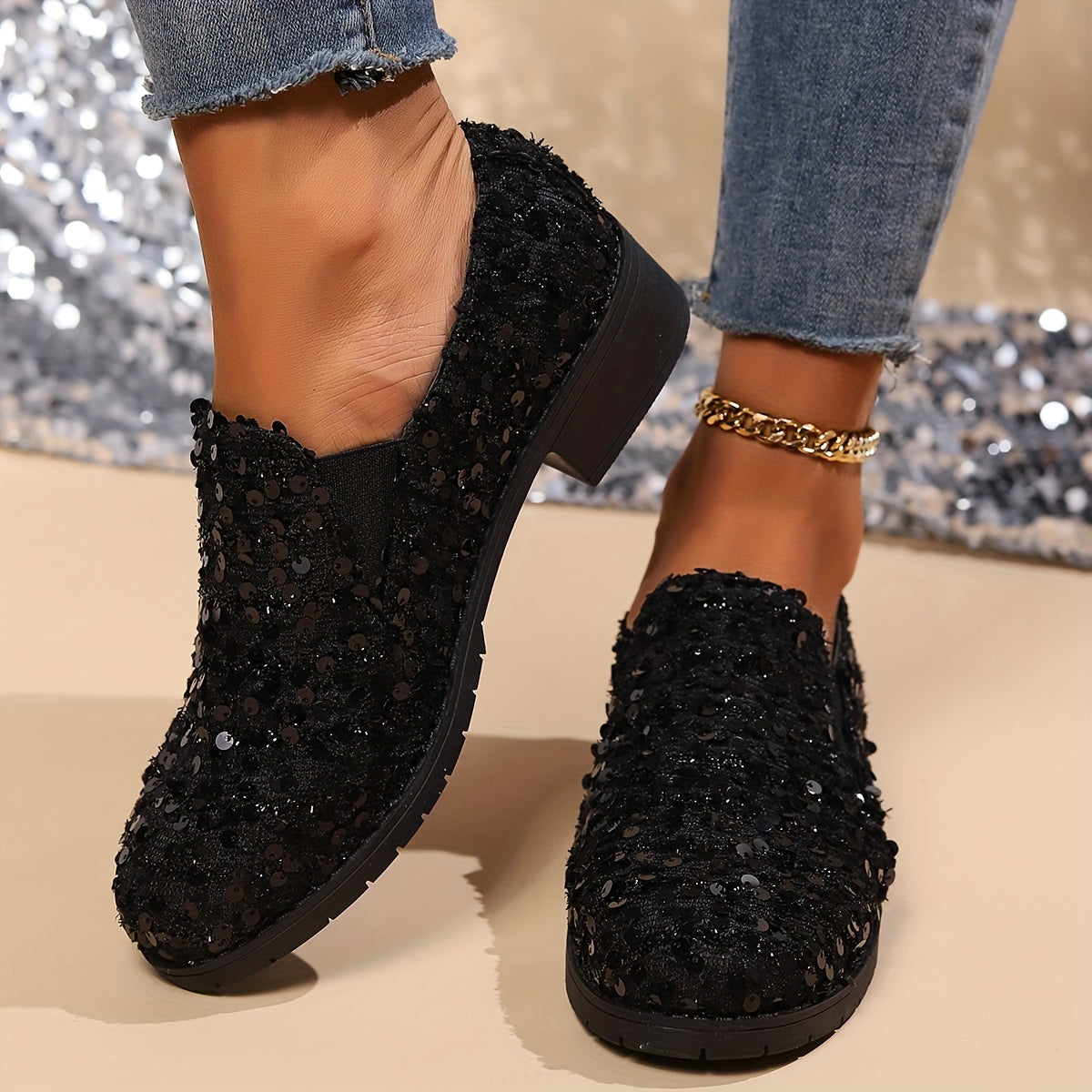 Mabel™ | Sequin Slip-On Loafers