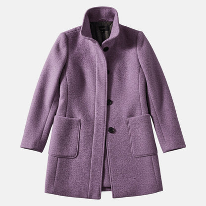 Elara – Women's Coat with Stand-Up Collar and Pockets