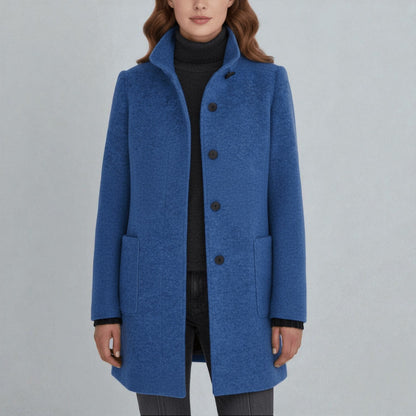 Elara – Women's Coat with Stand-Up Collar and Pockets
