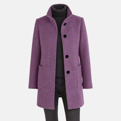 Elara – Women's Coat with Stand-Up Collar and Pockets