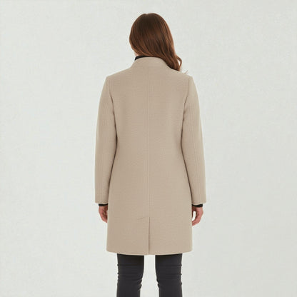 Elara – Women's Coat with Stand-Up Collar and Pockets
