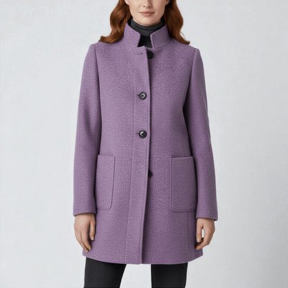 Elara – Women's Coat with Stand-Up Collar and Pockets
