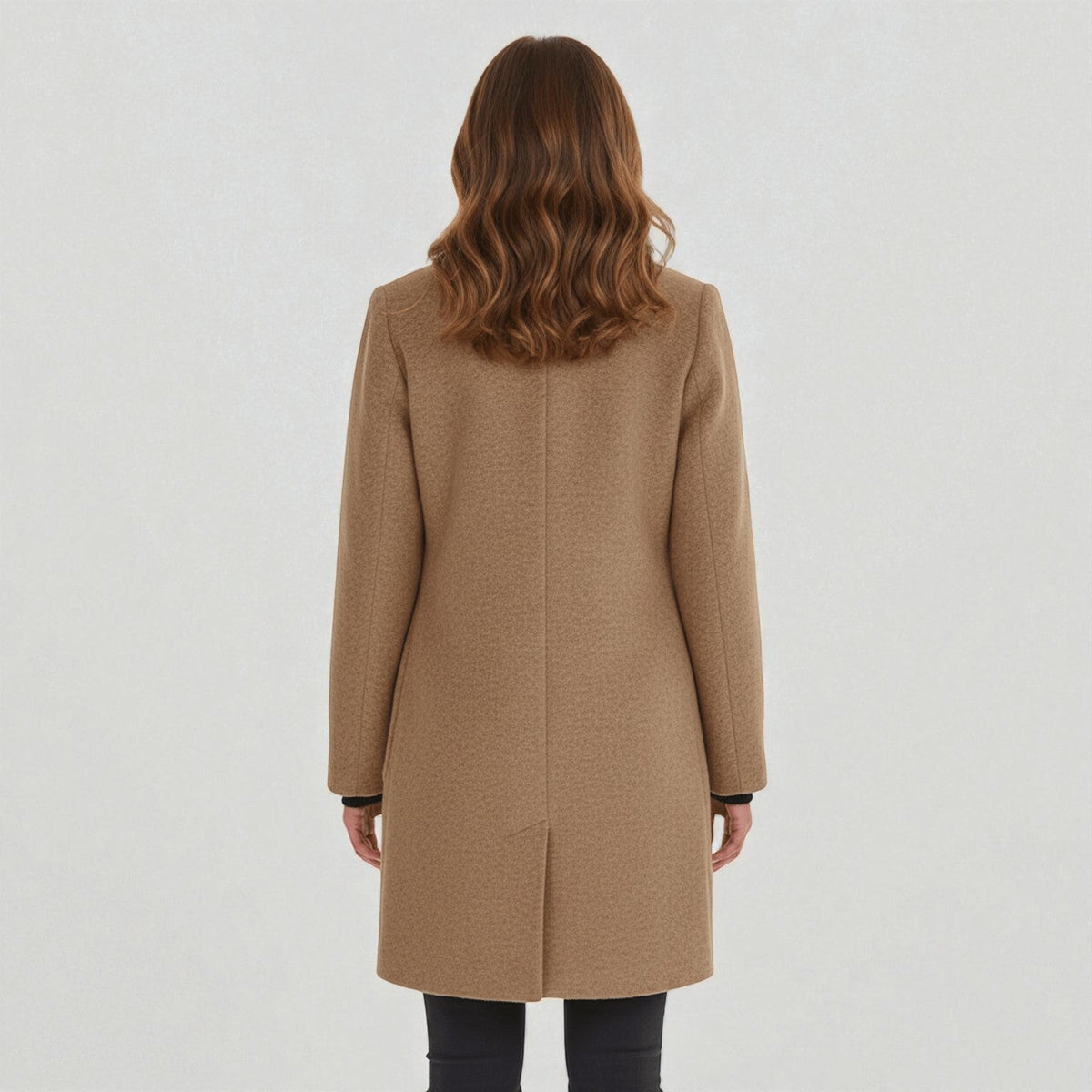 Elara – Women's Coat with Stand-Up Collar and Pockets