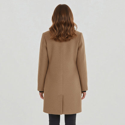 Elara – Women's Coat with Stand-Up Collar and Pockets