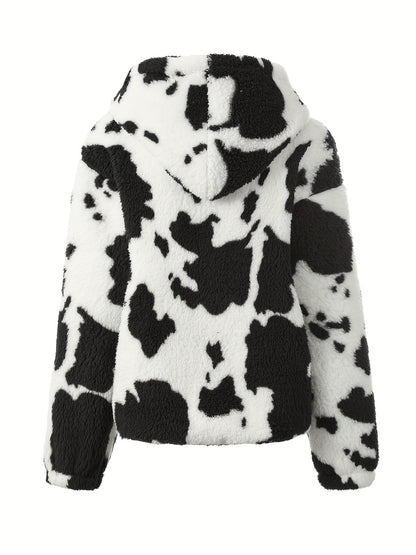 Mabel | Cow Print Teddy Jacket