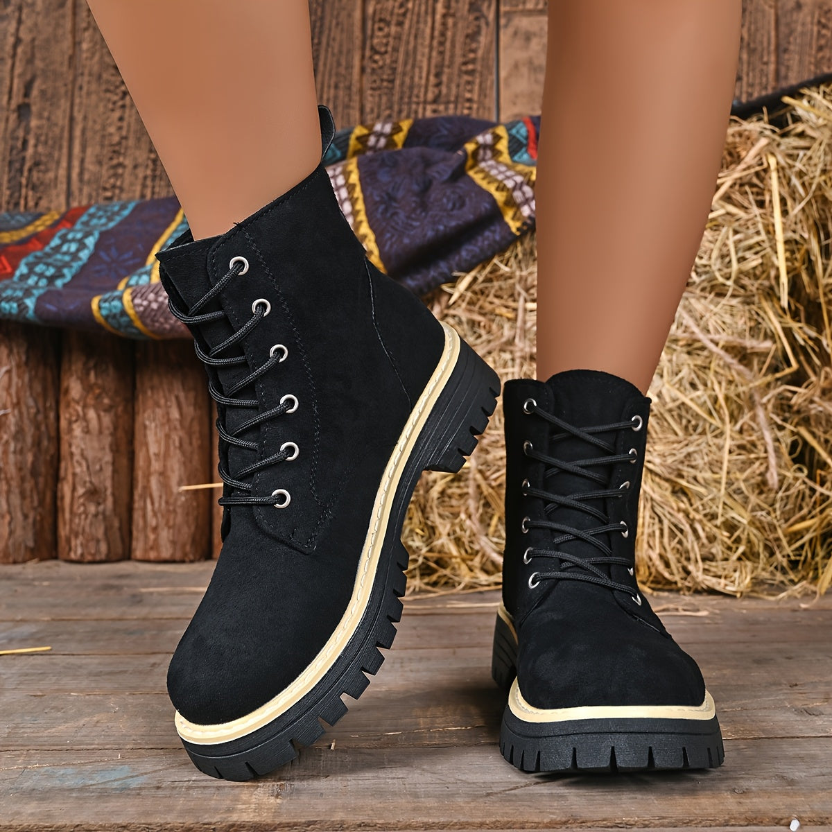 Juniper™ | Suede-Look Lace-Up Platform Boots