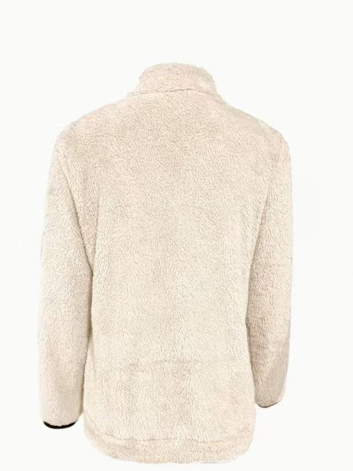 Dames Herfst Winter Fleece Jas met Rits, Opstaande Kraag Contrast Bies Zakken Zachte Teddy Pluche Korte Jas