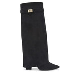 SARAH | Fold-Over Buckle Long Heeled Boots.