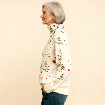 IVORY | CHRISTMAS KNIT TURTLENECK SWEATER