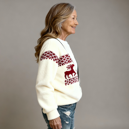 POPPY | COMFORTABLE FLANNEL JUMPER RETRO CHRISTMAS ANIMAL ART FOR WOMEN