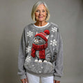 HARPER | CASUAL FLANNEL JUMPER WITH CHRISTMAS CAT PRINT FOR WOMEN