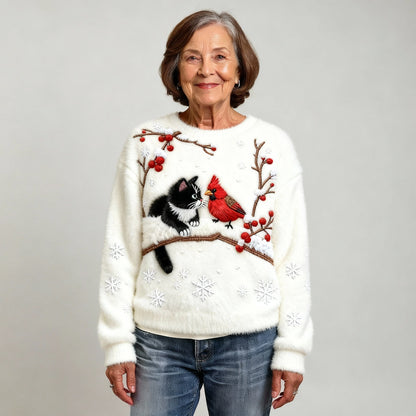 TILLY | CHRISTMAS SOFT CAT ART FLANNEL JUMPER FOR WOMEN