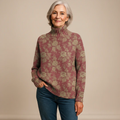 HARRIET | RETRO ROSE PRINT KNIT TURTLENECK SWEATER