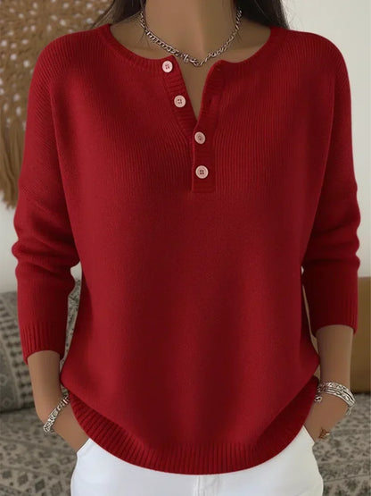 HELENA | HENLEY BUTTON-UP KNIT SWEATER